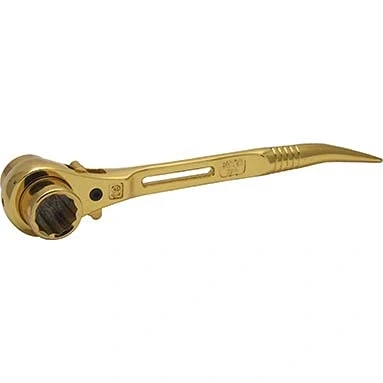Image of Priory Super Tool Gold Plated 21mm/19mm 7/16w Scaffold Scaffolders Podger Ratchet Spanner Wrench, SUTSRB1921RG