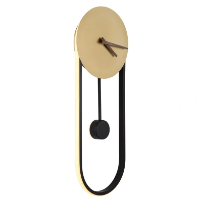 Image of Globo Sussy LED wall lamp with clock black/gold