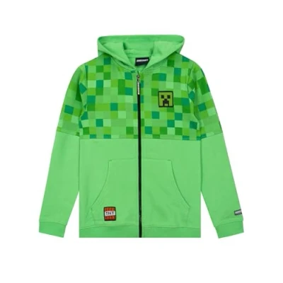Image of Minecraft Boys Creeper Hoodie Green Ages 7 to 8 Years