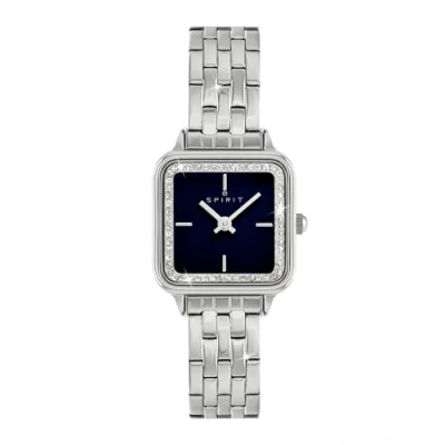 Image of Spirit Womens Square Navy Dial Silver Plated Bracelet Analogue Quartz Watch