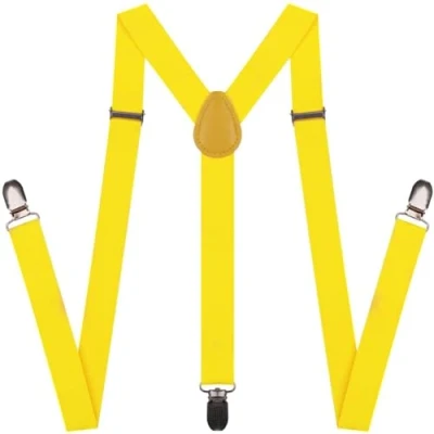 Image of NestNook Mens Braces 1 inch wide Adjustable Y Shape Suspenders, Breathable Comfort for Men &amp; Women (Yellow)