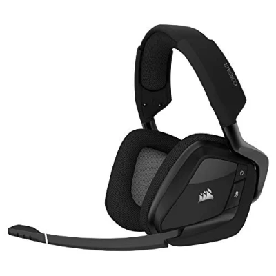 Image of Corsair VOID RGB ELITE Wireless Gaming Headset 7.1 Surround Sound Omni Directional Microphone Microfiber Mesh Earpads Up to 40ft Range iCUE Compatible PC, Mac, PS5, PS4 Carbon