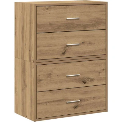 Image of vidaXL Artisan Oak Cabinets Engineered Wood, 2 Drawer Storage, Versatile Use, 60x31x40 cm, Stackable/Alignable