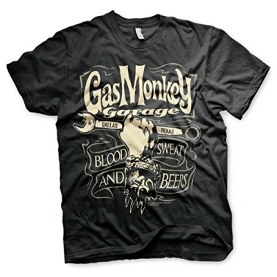 Image of Gas Monkey Garage Wrench Label Men T Shirt Black L, 100% Cotton, Regular