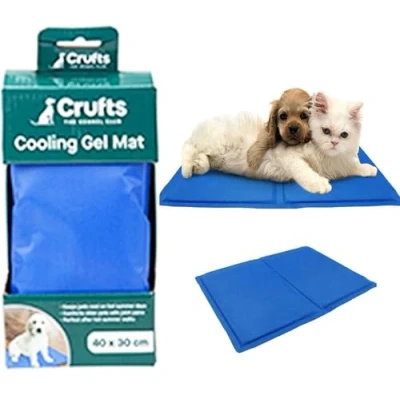 Image of Crufts Self Cooling Pet Dog Gel Mat 40cm x 30cm Travel Playing Training Pad,Blue