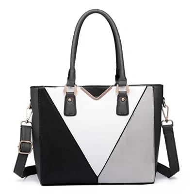 Image of Miss Lulu V Shaped Shoulder Bag for Women Ladies&#039; Elegant Tote Handbag Hobos with Crocodile Patterned Leather Look Medium Size
