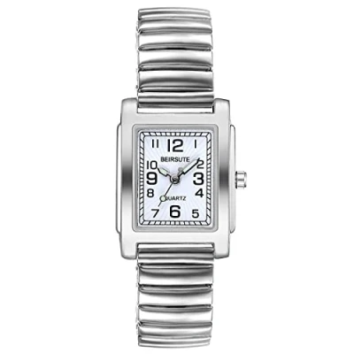 Image of JewelryWe Women&#039;s Ultra Thin Easy Reader Watch with Elastic Strap Silver Watch, for Mothers Day