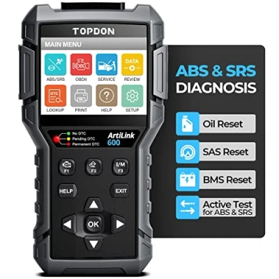 Image of TOPDON AL600 OBD2 Code Reader with Active Test, ABS &amp; SRS Diagnostics, Car Maintenance Reset Service of Oil, BMS, SAS, Full Functions, LED Lights, Free Software Update
