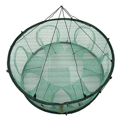 Image of 6 Holes River Fish And Shrimp Trap Collection Net Fishing Folding Nylon Crab Basket Minnow Bait Cast Mesh (70cm)