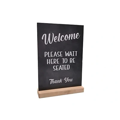 Image of Please Wait Here To Be Seated Sign Popular restaurant furniture Available as Freestanding or Adhesive (Stand)