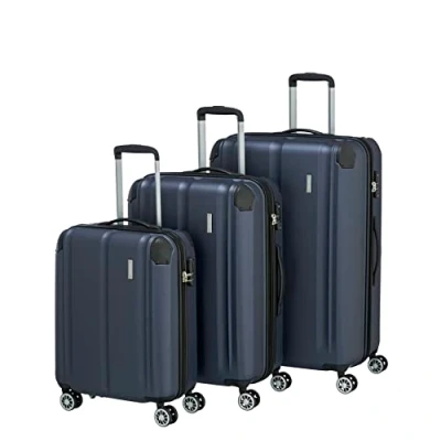 Image of travelite Suitcase Set 3 Piece Hard Shell L/M/S, 4 Wheels, City, Size S Suitable for Hand Luggage, trolleys with Scratch Resistant Surface, TSA Lock + Expansion fold (Except S)