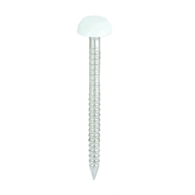 Image of White 30mm Poly Top Pins (Pack of 50) UPVC Nails Polymer Headed Pin