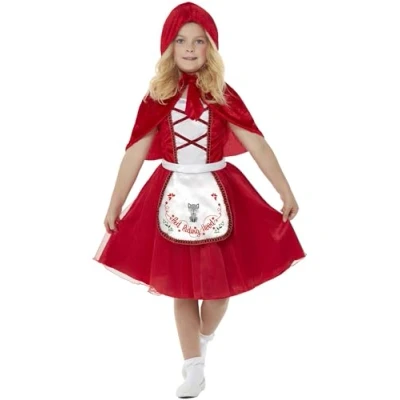 Image of Smiffys Little Red Wolf Costume Dress &amp; Hooded Cape, Girls Fancy Dress, Storybook Character Up Costumes