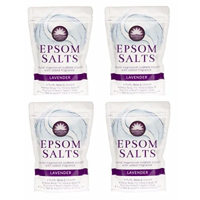 Image of Elysium Spa Bath Salts Natural Magnesium Sulphate Crystals Lavender Salt 450g Wilsons Direct (4 x Salt)