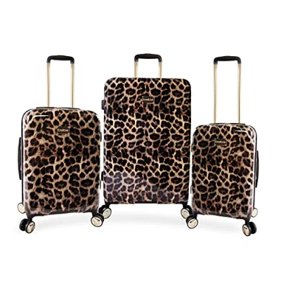Image of Bebe Women&#039;s Adriana Spinner Luggage, Leopard, 3pc Set (21&quot; 25&quot; 29&quot;), Luggage