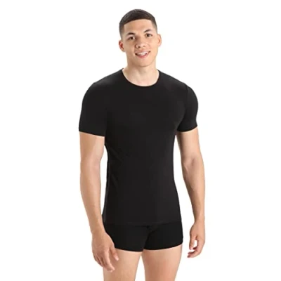 Image of Icebreaker Anatomica SS Crewe Undershirt, Men&#039;s, Size: Medium, Black/monsoon