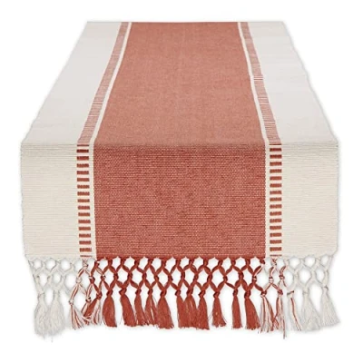 Image of DII Dobby Stripe Woven Table Runner, Cotton, Spice, 13 x 72 cm