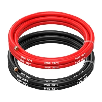 Image of MMOBIEL 8 Gauge Silicone Wire for RC Drone, Aircraft, Trucks, Battery Clamp Cable AWG 10mm² 5ft 1.5m 1650 Strands Black/Red