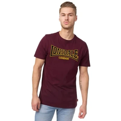 Image of Lonsdale Men&#039;s Slim Fit Classic T Shirt Oxblood, Large