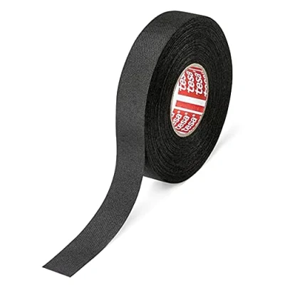 Image of tesa 51026 PET Cloth Wire Harness Tape [Flame Retardant]: 1 in. x 27.3 yds. (Black)