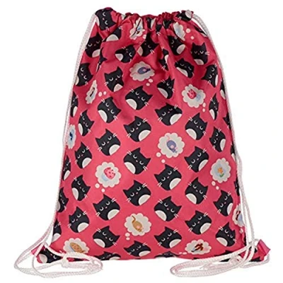 Image of Puckator Feline Fine Cat Drawstring Bag Swimming Bags For Kids Gym Pe Festival Women Gymnastics String Sport Backpack Yoga Equipment