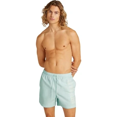 Image of Calvin Klein Men’s Medium Drawstring Swim Shorts, Grey (Moonlight Jade), XL