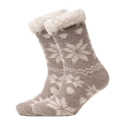 Image of A2Z Ladies Socks Fairisle Slipper Stylish Durable Soft Feel Comfortable LS1258 Grey 4 8