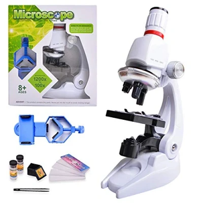 Image of HONPHIER Kids Microscope 100x 400x 1200x for Children Microscopes Set Kit Toys Science with Adjustable Phone Holder
