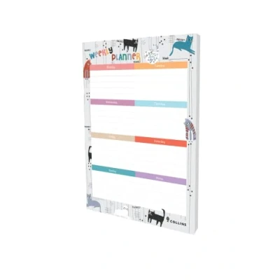 Image of Collins Debden Maru Cat Design A4 Weekly Pad 7 Day Planner Notepad 60 Sheets White Paper