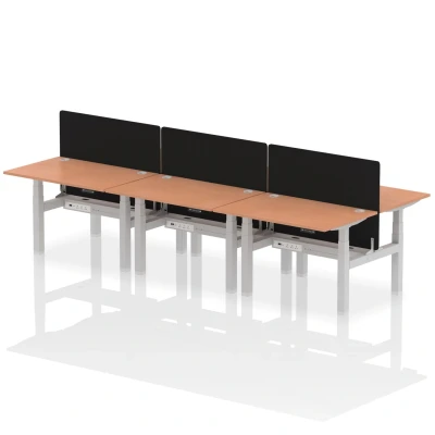 Image of Air B2B 1200x800mm Adjustable 6P Bench Desk CP Beech/Silver + Screen