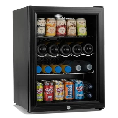Image of Subcold Super65 LED Table Top Fridge 65L Beer, Wine &amp; Drinks Light + Lock Key Energy Efficient (Black)