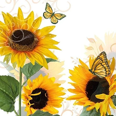 Image of Crafty Things 4 x Paper Napkins Sunny Butterfly Ideal for Decoupage/Napkin Art
