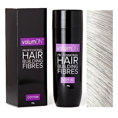 Image of Volumon Professional HAIR Building Fibres Loss Concealer COTTON 28g Get Upto 30 Uses CHOOSE FROM 8 SHADES COLOURS (White)
