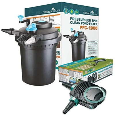 Image of AllPondSolutions Pressurised Koi Fish Pond Filter with Pump and 11w UV Steriliser Light All in one Ponds Up to 12000 litres