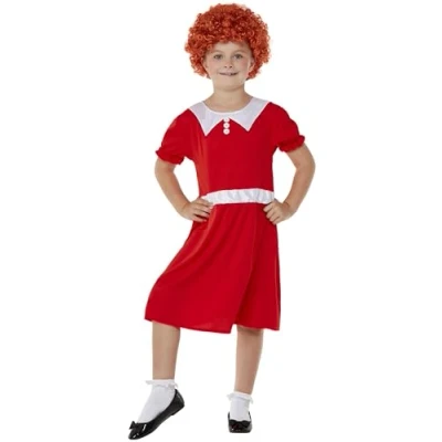 Image of Smiffys Singing Orphan Costume Dress &amp; Wig, Girls Fancy Dress, Child Up Costumes