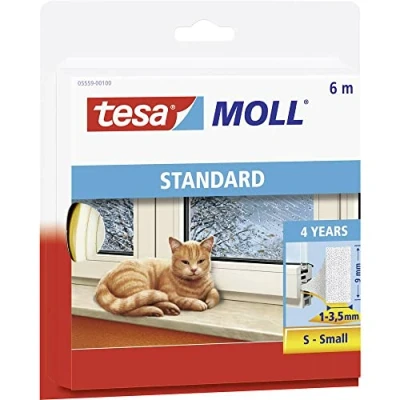 Image of tesamoll STANDARD I Profile Foam Sealing Tape for Insulating Gaps in Home Windows and Doors, Self Adhesive Brown, 6 m x 9 mm 4