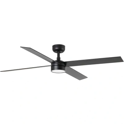 Image of Rudder Large 4 Blade Ceiling Fan Matt Black, Walnut with Light 2700 4000 6500K