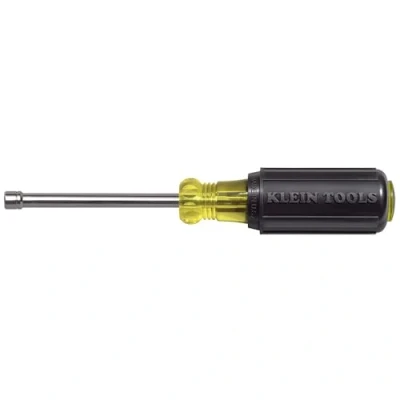 Image of Klein Tools 630 4mm Nut Driver with 3 Inch Hollow Shaft and Cushion Grip, Made in USA