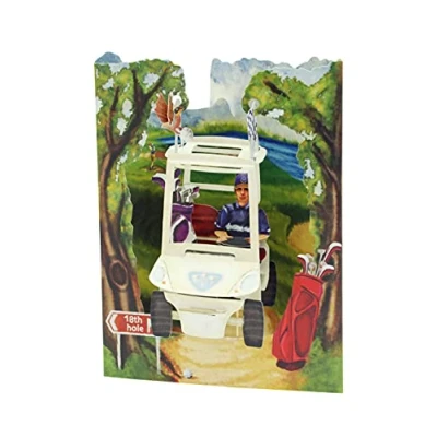 Image of Santoro Swing Card, 3D Pop Up Greeting Card Golf Buggy for Him, Dad, Fathers Day, Birthday