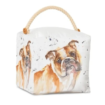 Image of Assorted Doorstop Door Stop Stopper Filled Heavy Faux Leather Novelty Wedge (Bulldog Cube Doorstop)