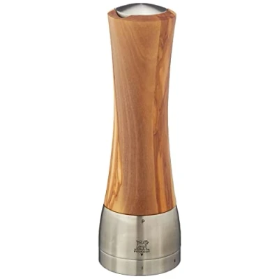 Image of Peugeot Madras u&#039;Select Manual Pepper Mill Adjustable Grinder Stainless Steel and Olive Wood, 21 cm