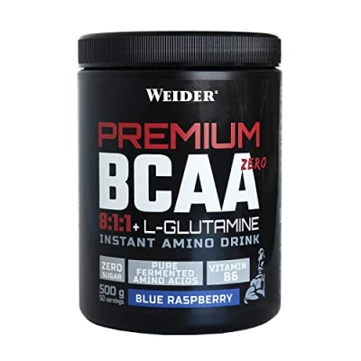 Image of Weider Premium BCAA 811 + L Gluamine (500g) Blue Raspberry Flavour with Vitamin B6; Sugar Free