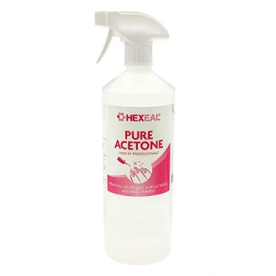 Image of Hexeal Acetone 1L Spray Bottle of 99.5% for Professional Gel Polish, Nail Polish &amp; Acrylic Soak Off Removal