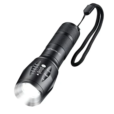 Image of Zoomable LED Flashlight Battery Powered Tactical Torch Portable 200x Zooming Flash Light Adjustable Focus and Strobe Long Lasting Camping, Hiking, Walking, Running at Night Safety
