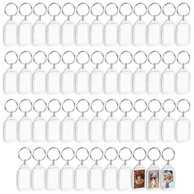 Image of Kurtzy Blank Photo Insert Key chains (50 Pack) Each ring is 3.2 x 5.4cm Translucent Clear Acrylic Rings for Double Sided Photos Small Picture Frames Family, Friends, Gifts &amp; Crafts