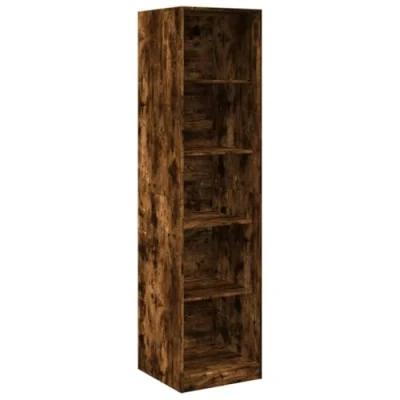 Image of vidaXL Wardrobe Closet Clothes Storage Organizer Smoked Oak Engineered Wood, Compact and Stylish Armoire with 2 Compartments for Bedroom 50x50x200 cm