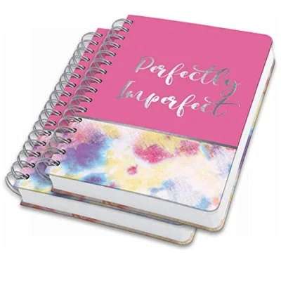 Image of SIGEL JN609 Spiral notebook premium, A5, dotted, hardover, batik pattern, Yellow/Pink/Blue, 2 Pieces Jolie