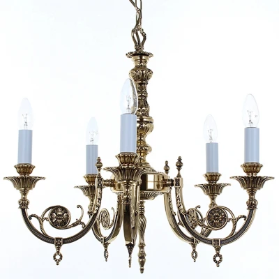 Image of Chelsea Polished Brass 5 Arm Chandelier