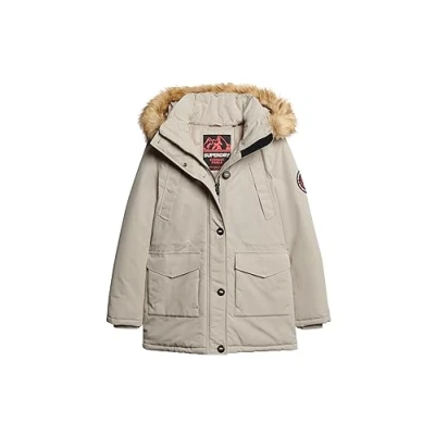 Image of Superdry Women&#039;s Everest Faux Fur Hooded Parka Jacket, Skylark Grey, UK 8