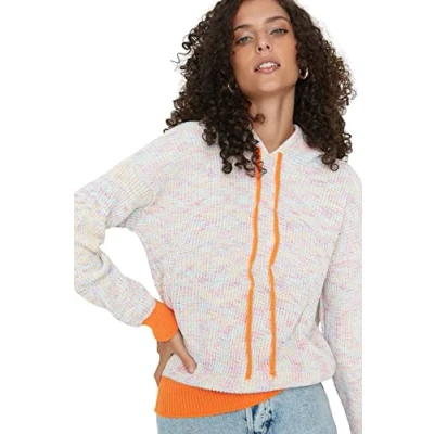 Image of Trendyol Women Regular Basic Hood Knitwear Sweater Ecru